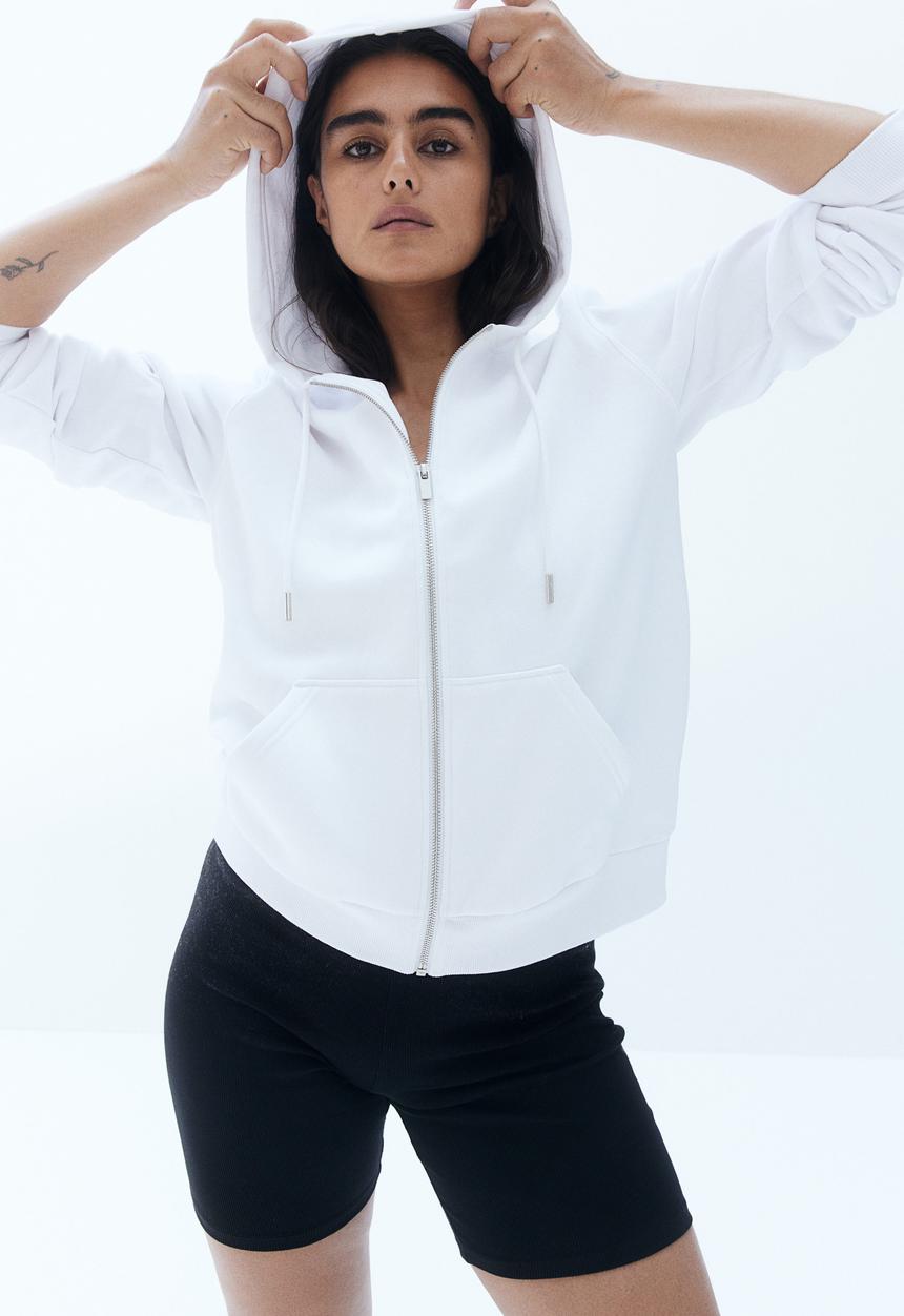 H&M - Zip-through hoodie - white