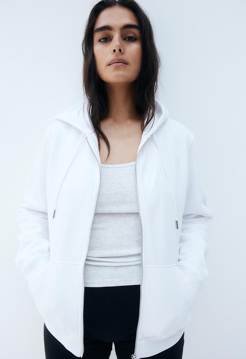 H&M - Zip-through hoodie - white