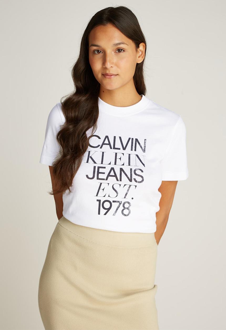 Calvin Klein - Mixed logo regular tee - bright white