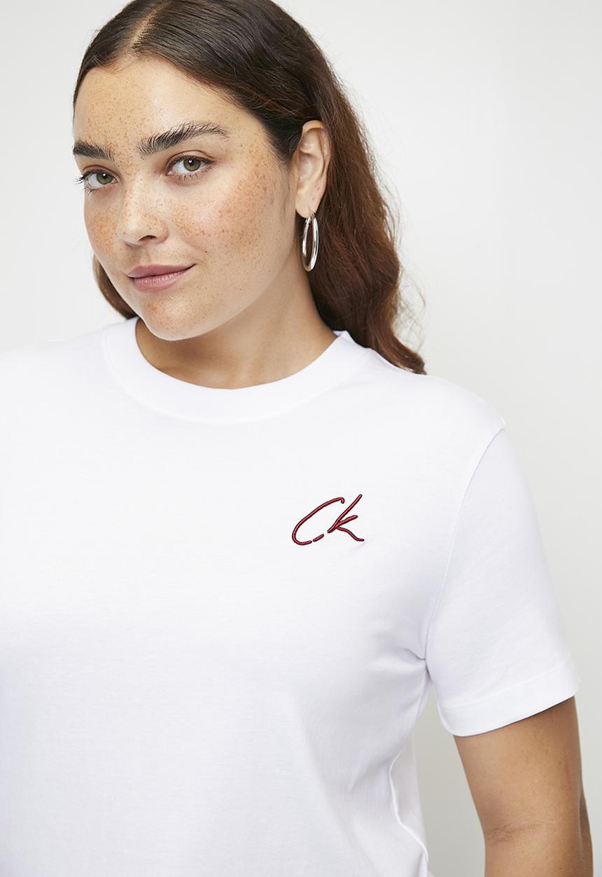 Calvin Klein - Plus Embroidered Ck Regular Tee - Bright White