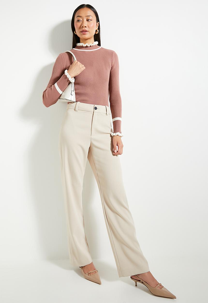 Trendyol - Dusty Rose Color Block Knitwear Sweater