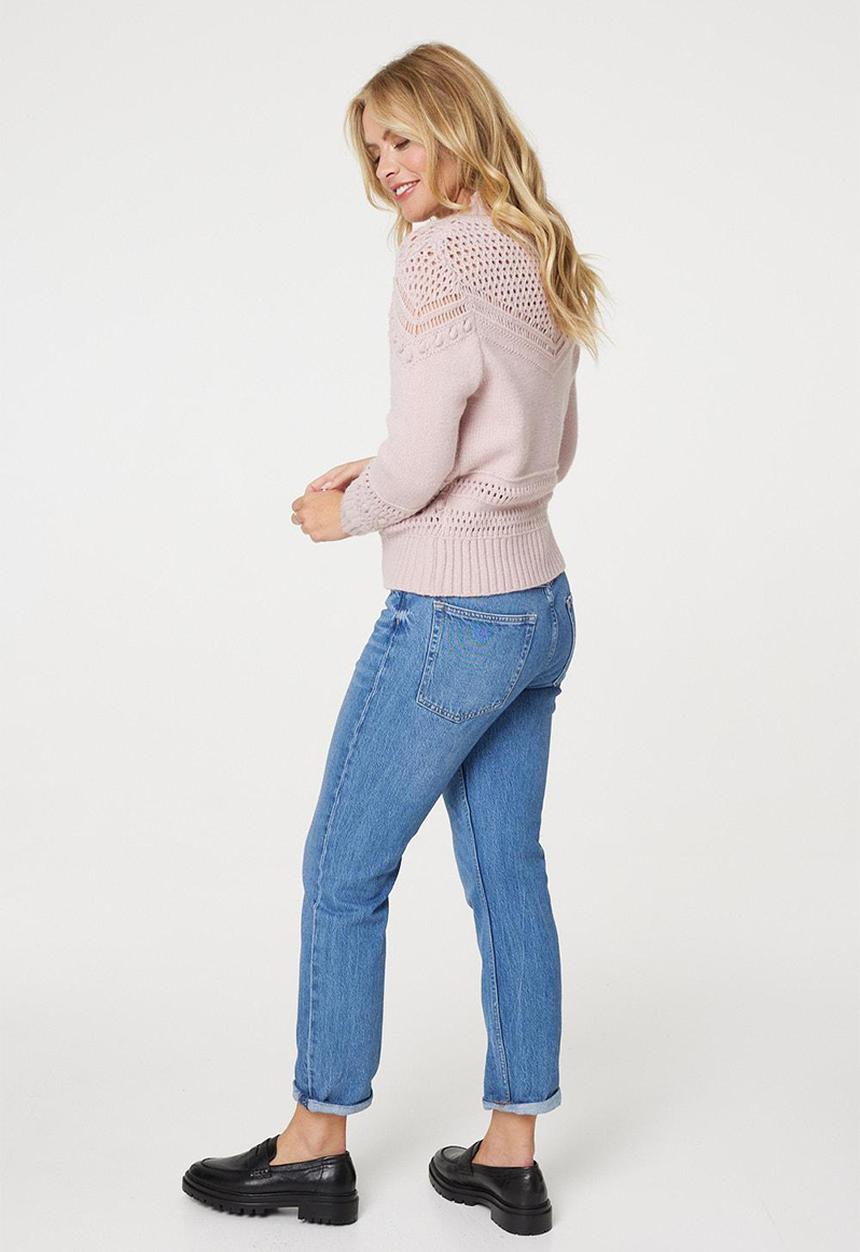 Izabel London - Crochet Inset Jersy - Dusty Pink