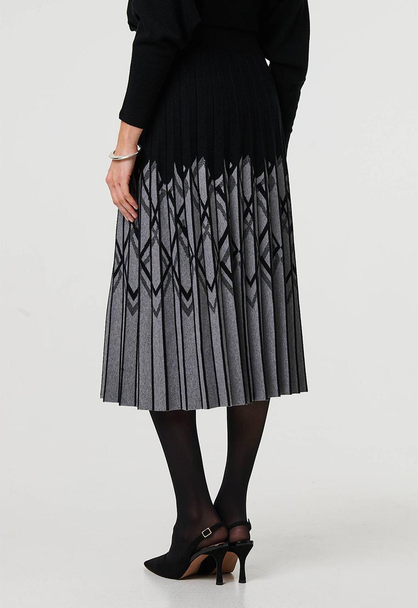 Stella Morgan - Chevron Knit Skirt - Multi Black
