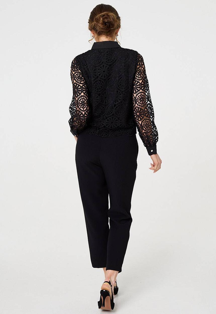 Stella Morgan - Long sleeve Lace Shirt - Black