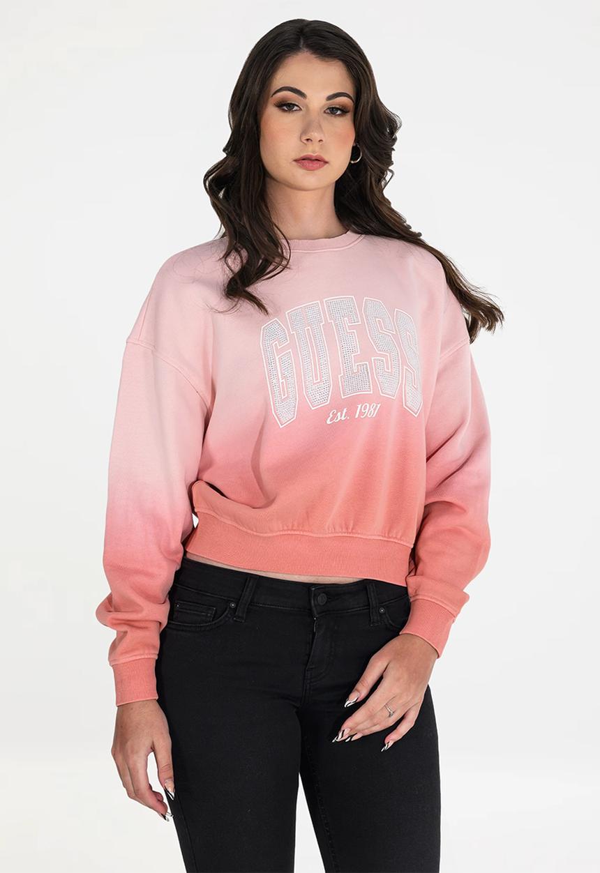 GUESS - Cn college sweatshirt - pink and satin rose degrade	