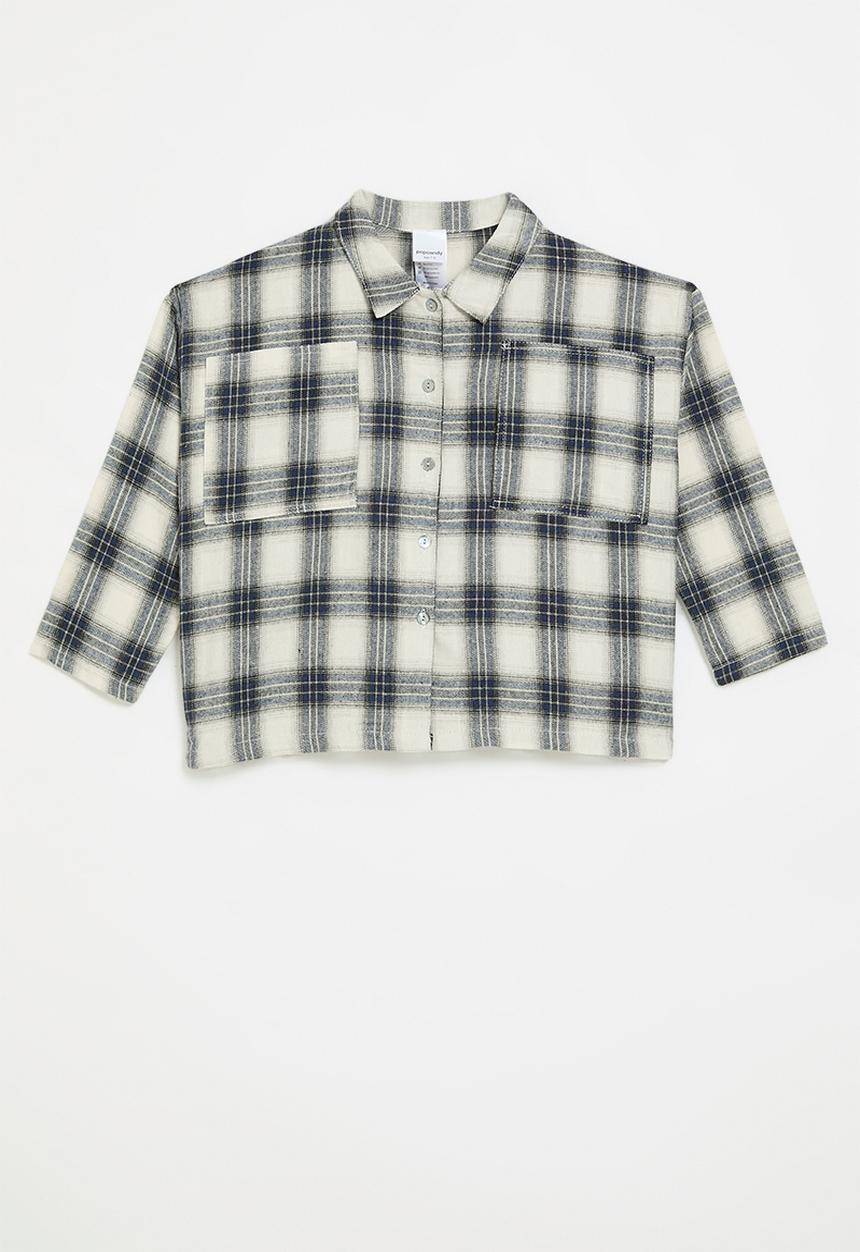 Pop Candy - Black tartan shirt - off white