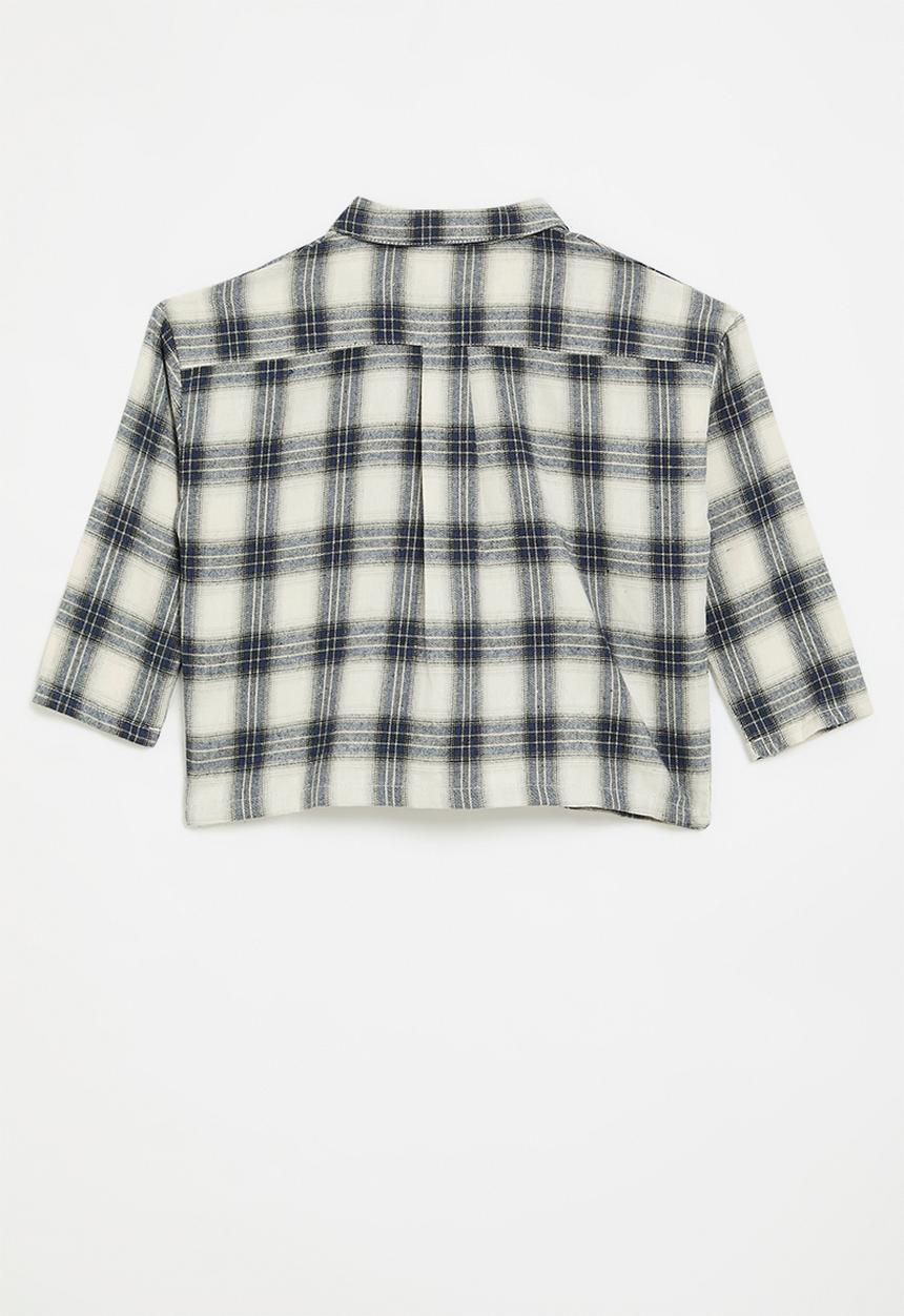 Pop Candy - Black tartan shirt - off white