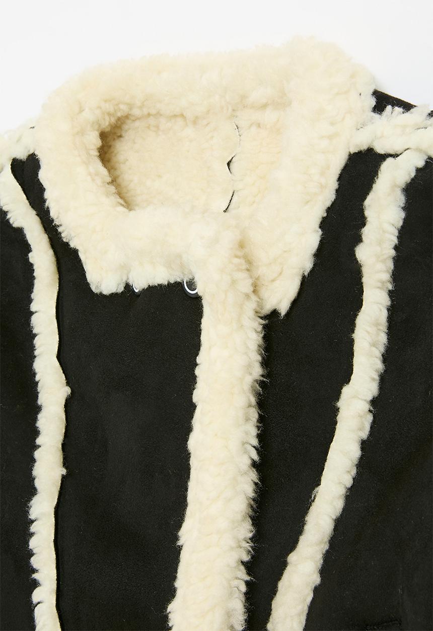 Pop Candy - Shearling trim jacket-black & white