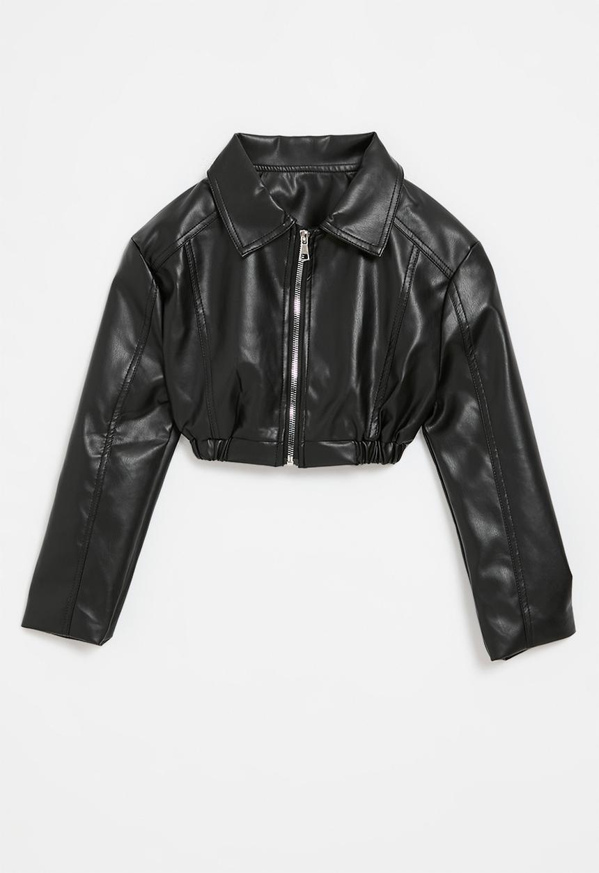 Pop Candy - Cropped faux leather jacket-black