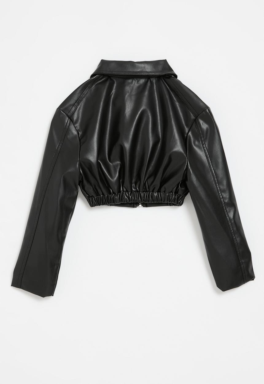 Pop Candy - Cropped faux leather jacket-black