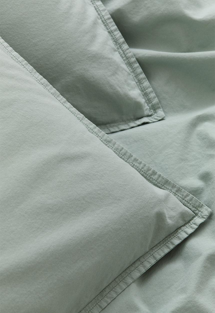 H&M - Washed cotton double/king duvet cover set - green