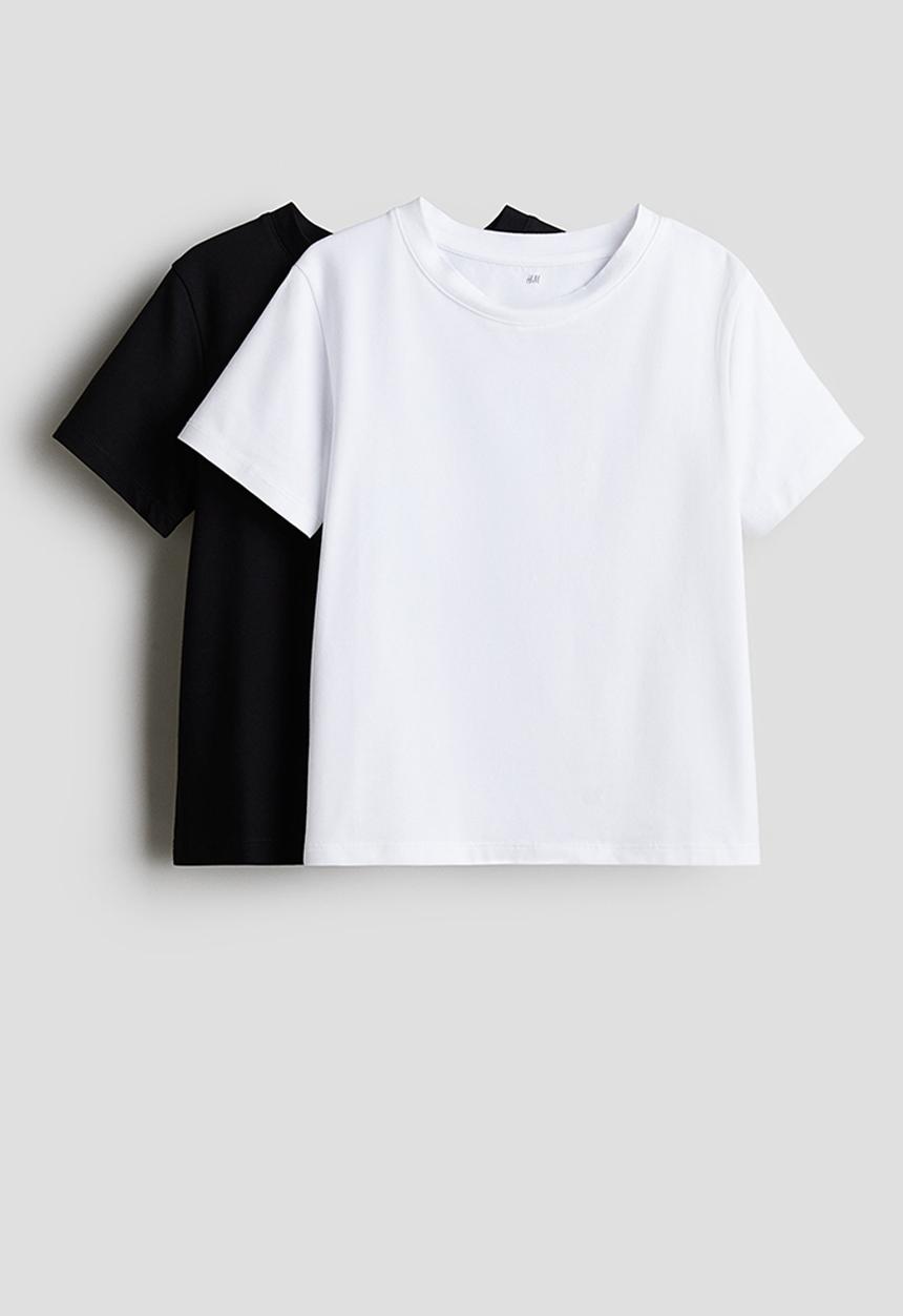 H&M - 2 pack t-shirts - white & black