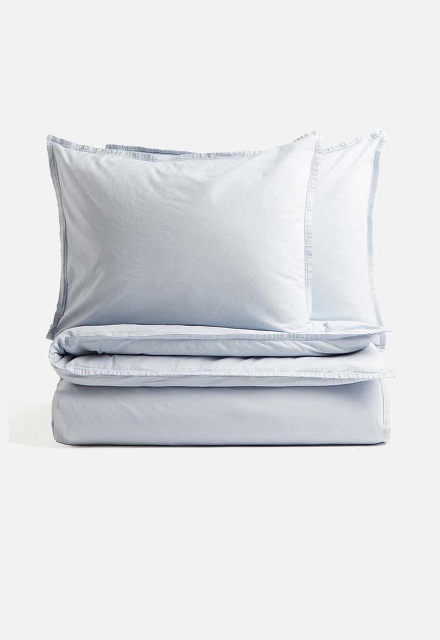 H&M - Washed cotton double/king duvet cover set - blue