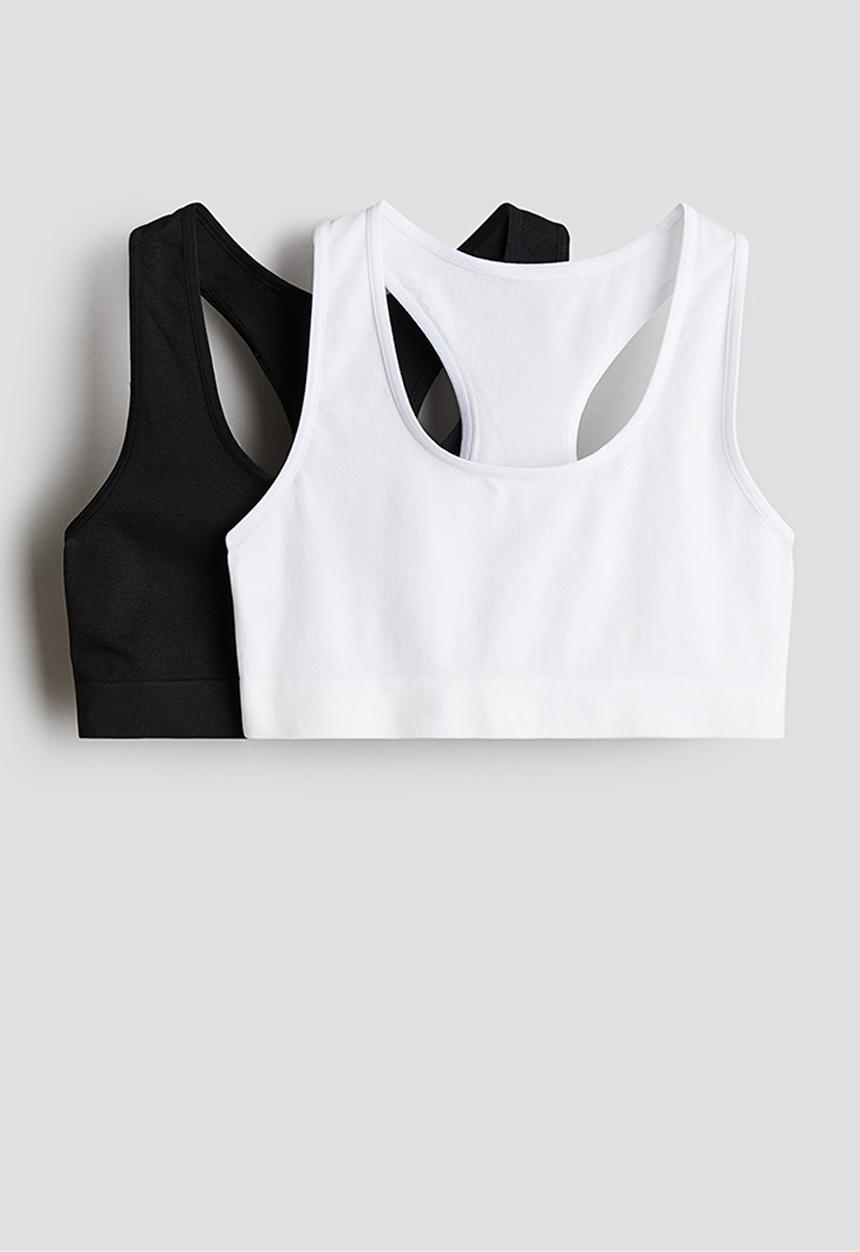 H&M - 2 pack seamless tops - white & black