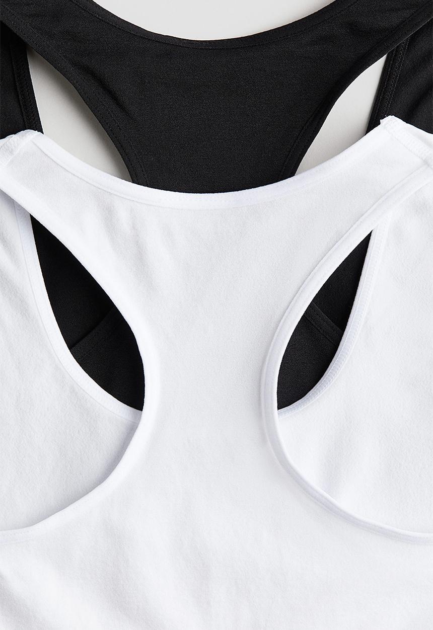 H&M - 2 pack seamless tops - white & black