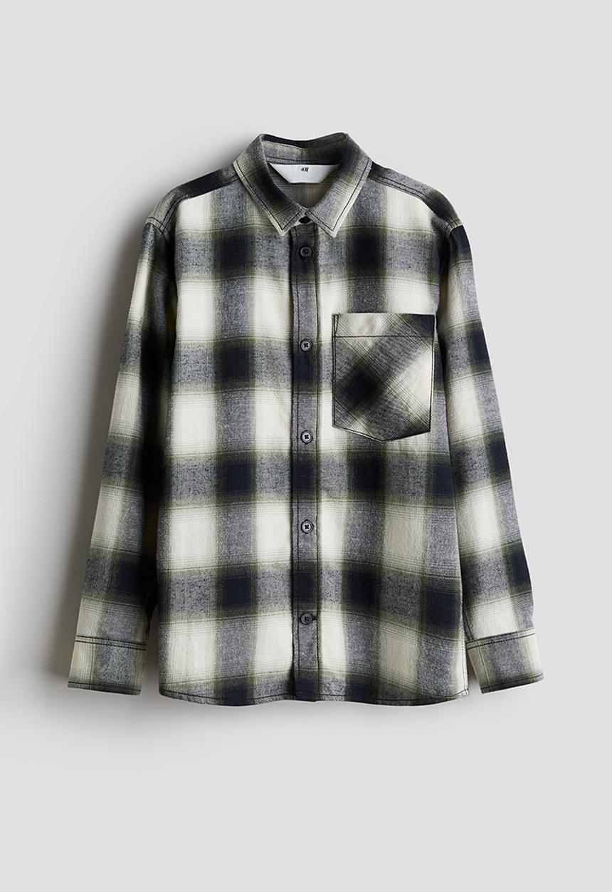 H&M - Cotton flannel shirt - green checked