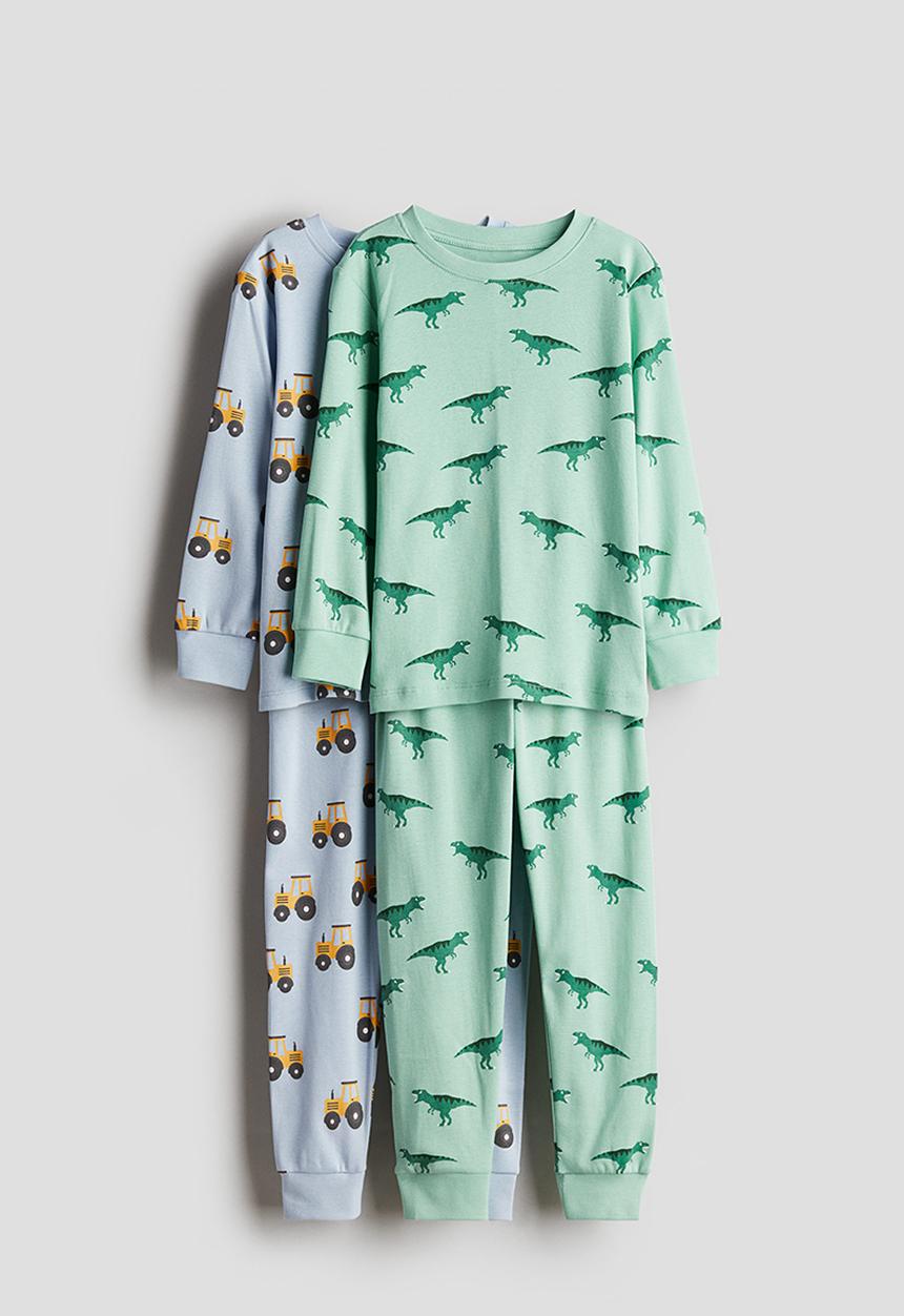 H&M - 2-Pack printed cotton pyjamas - blue & green