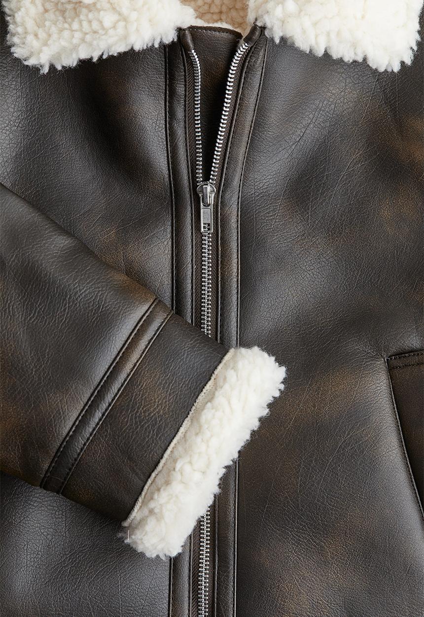 H&M - Pile-detail jacket - dark brown
