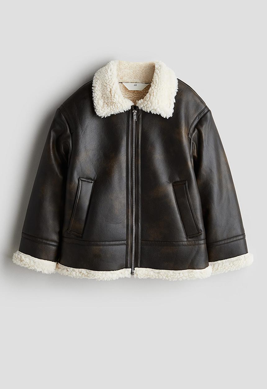 H&M - Pile-detail jacket - dark brown