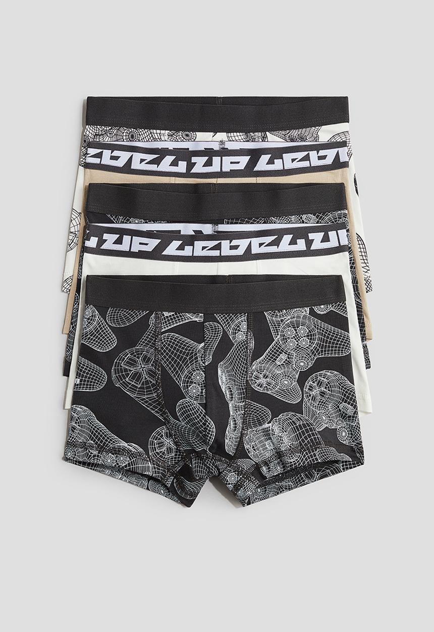 H&M - 5-pack trunks - dark grey/Patterned
