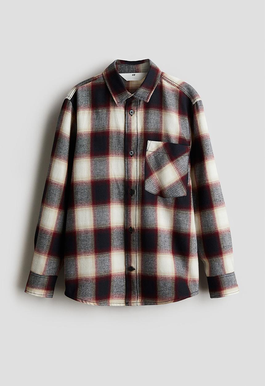 H&M - Cotton flannel shirt - black/checked