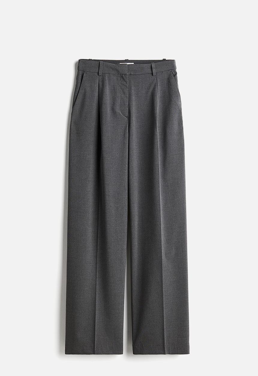 H&M - Wide trousers - grey marl 