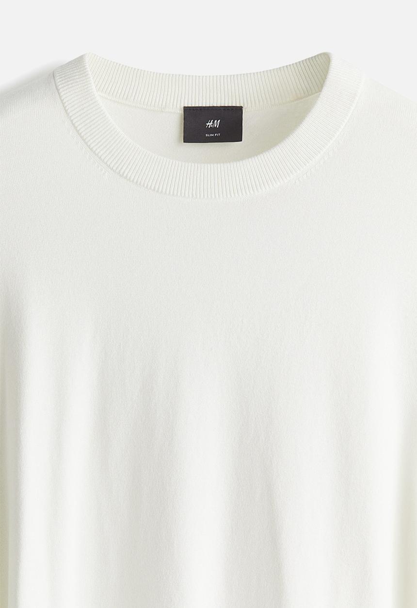 H&M - Slim fit fine-knit jumper - white