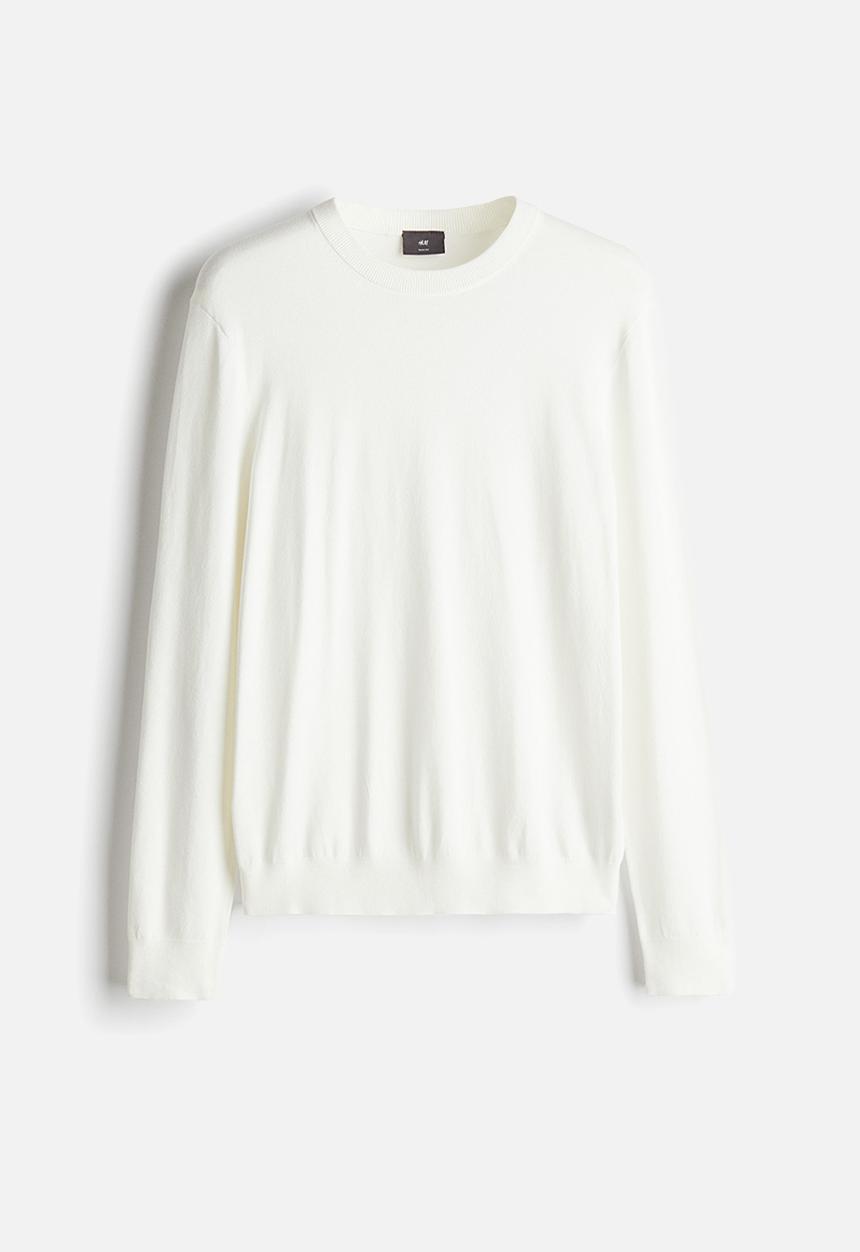 H&M - Slim fit fine-knit jumper - white
