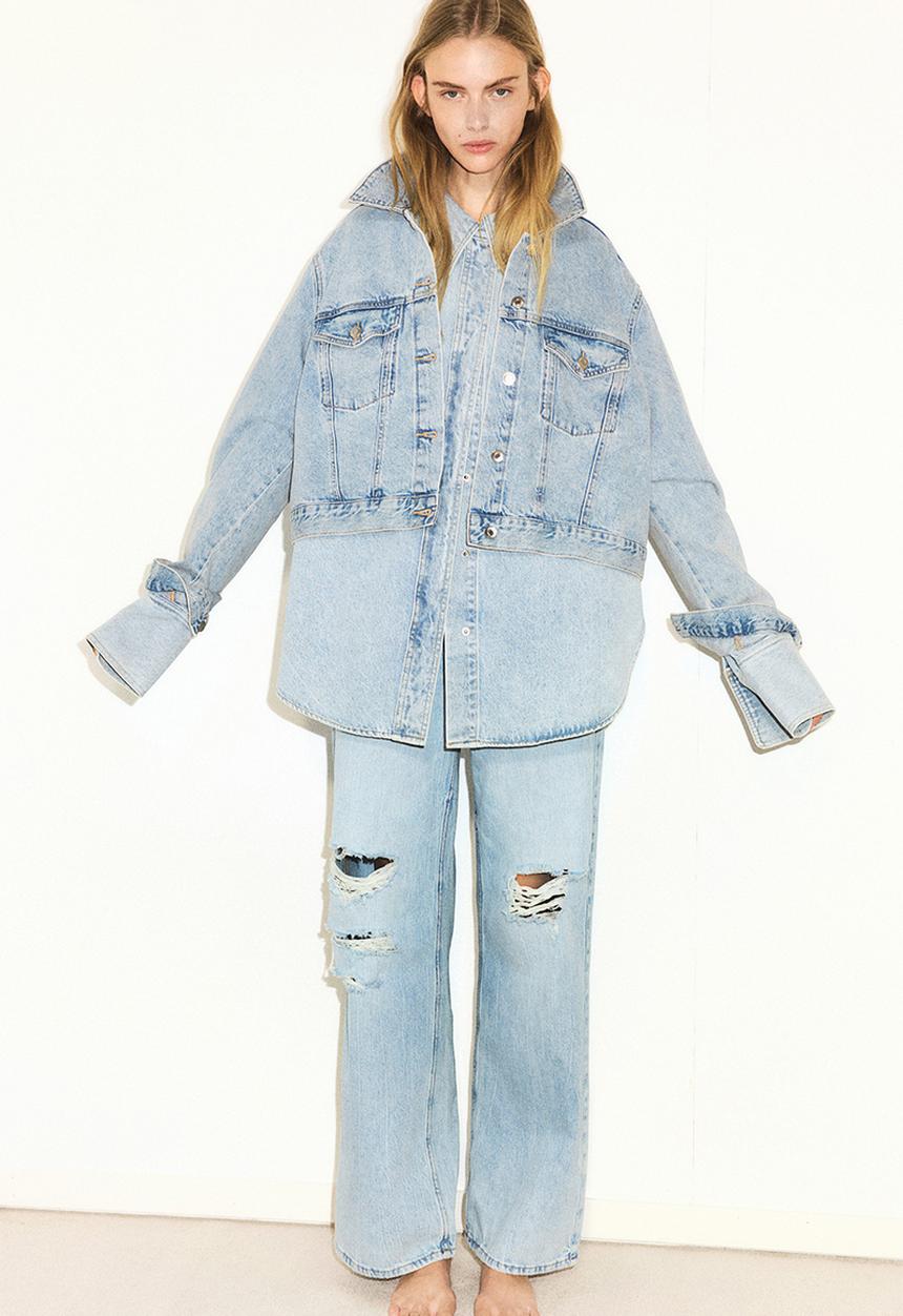 H&M - Wide ultra high jeans - light denim blue
