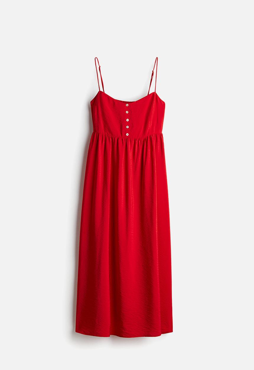 H&M - Button-front strappy dress - red