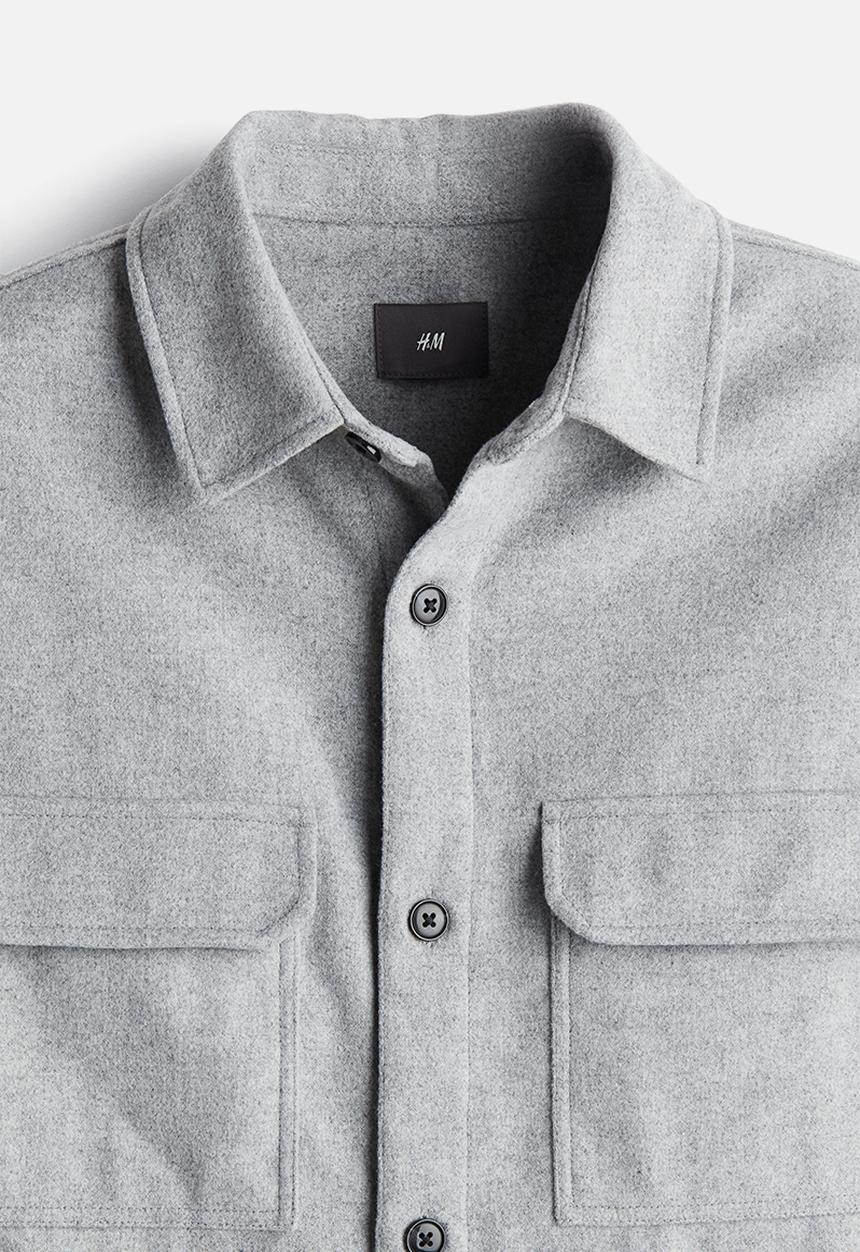 H&M - Regular fit felted overshirt - grey