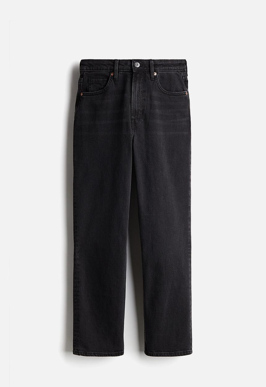 H&M - Curvy fit slim straight high ankle jeans - black
