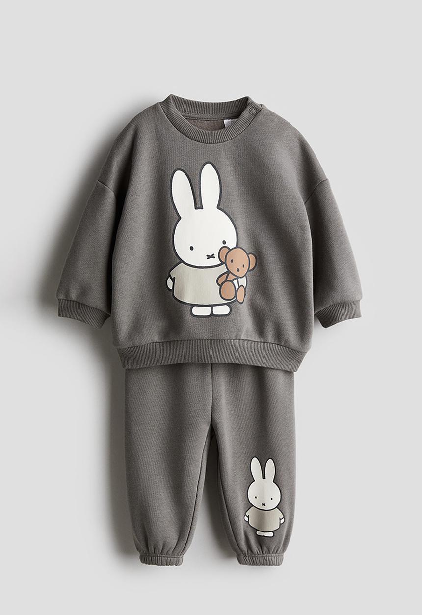 H&M - 2-Piece printed sweatshirt set - grey