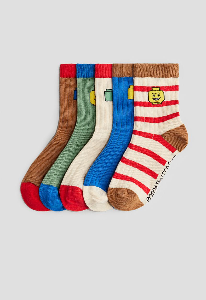 H&M - 5-pack patterned socks - blue,multi