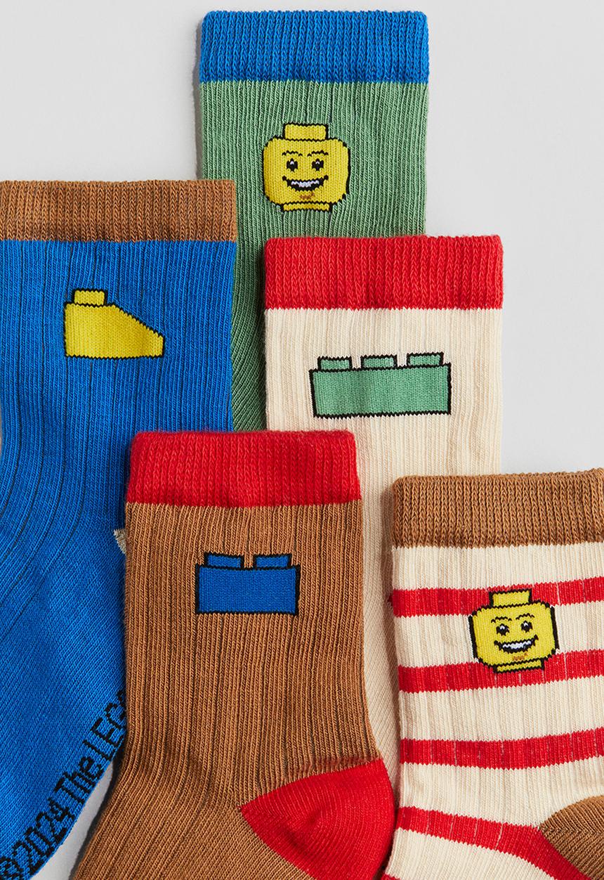 H&M - 5-pack patterned socks - blue,multi