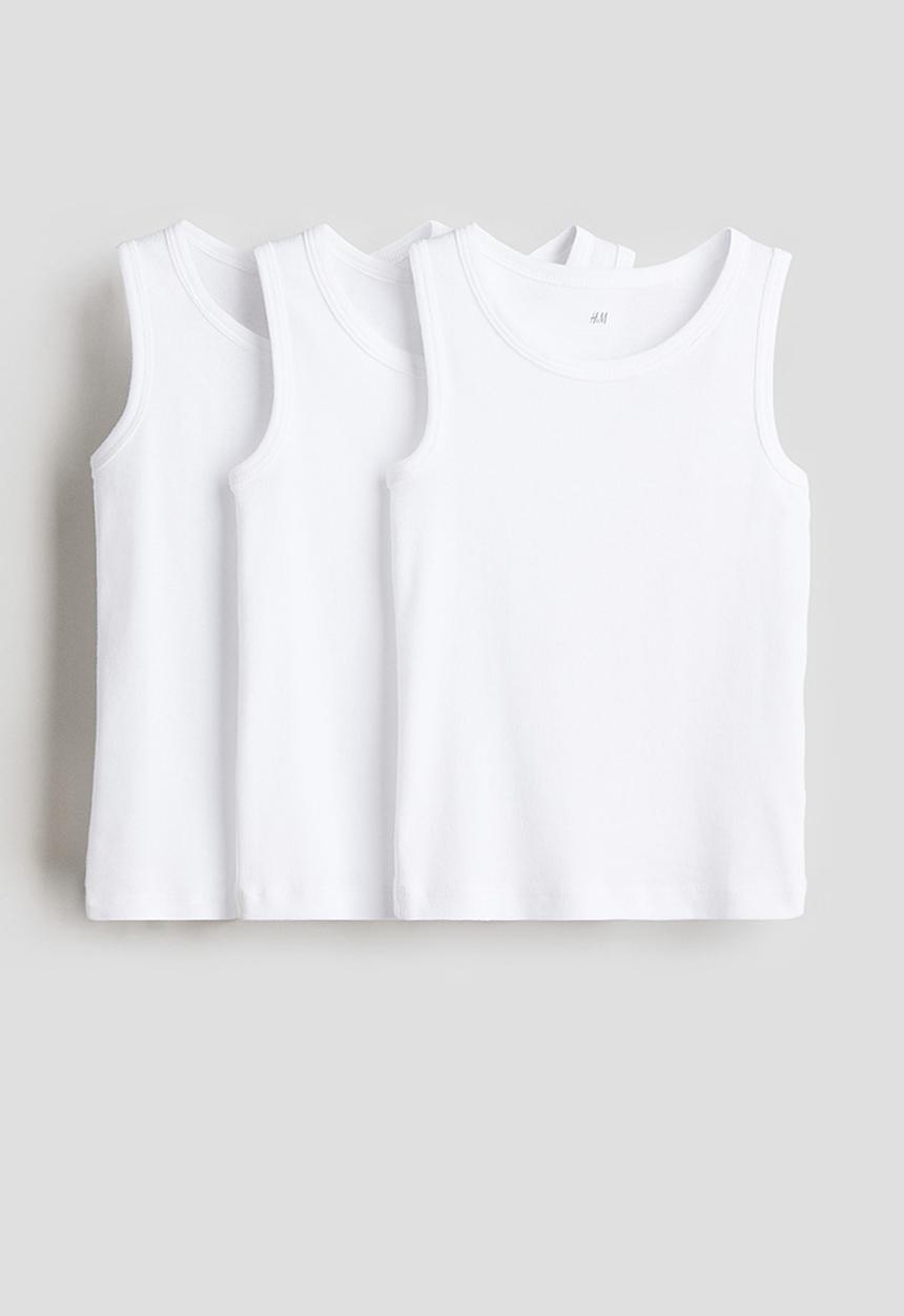 H&M - 3-pack cotton vest tops - white