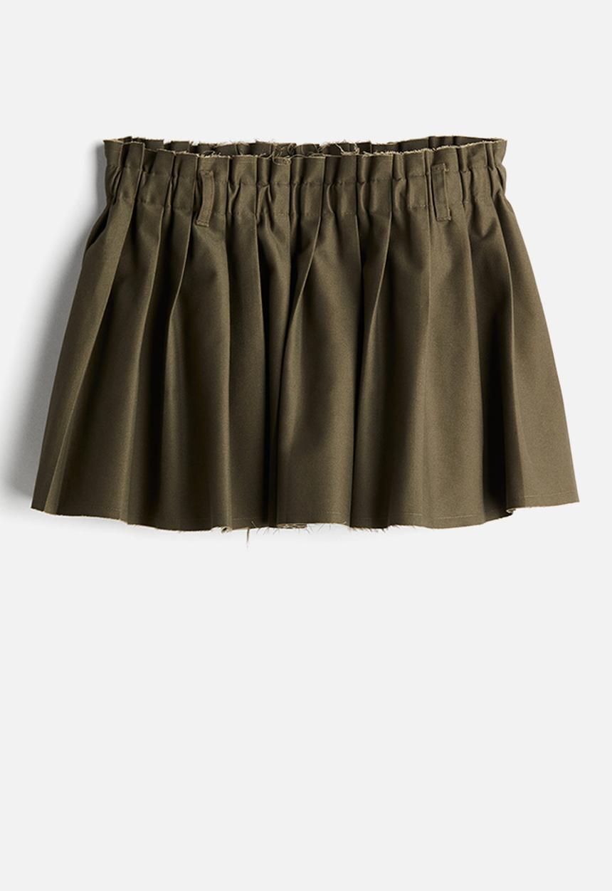 H&M - Pleated mini skirt - dark khaki green