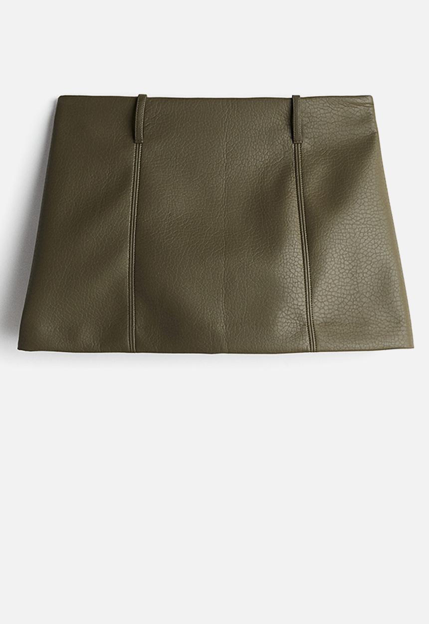H&M - A-line mini skirt -  khaki green 