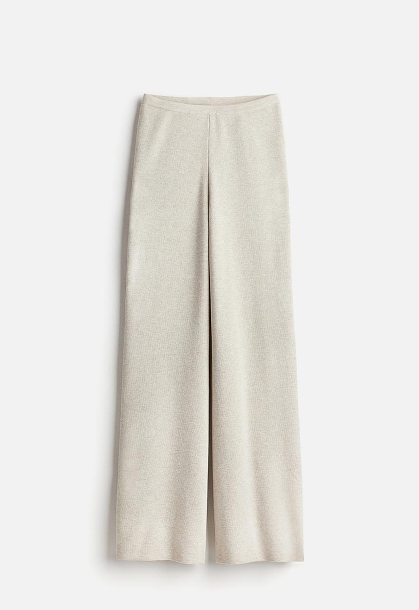 H&M - Fine-knit trousers - light beige marl