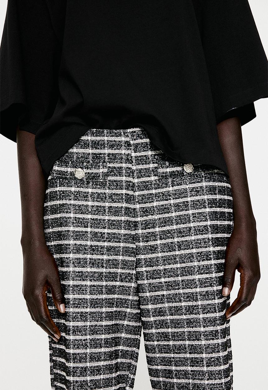 H&M - Bouclé-jersey trousers - black & checked