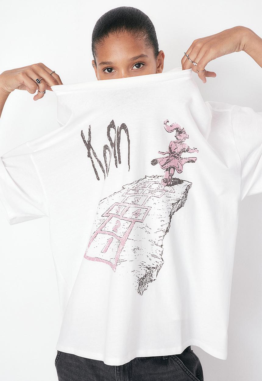 H&M - Oversized printed t-shirt - white & korn