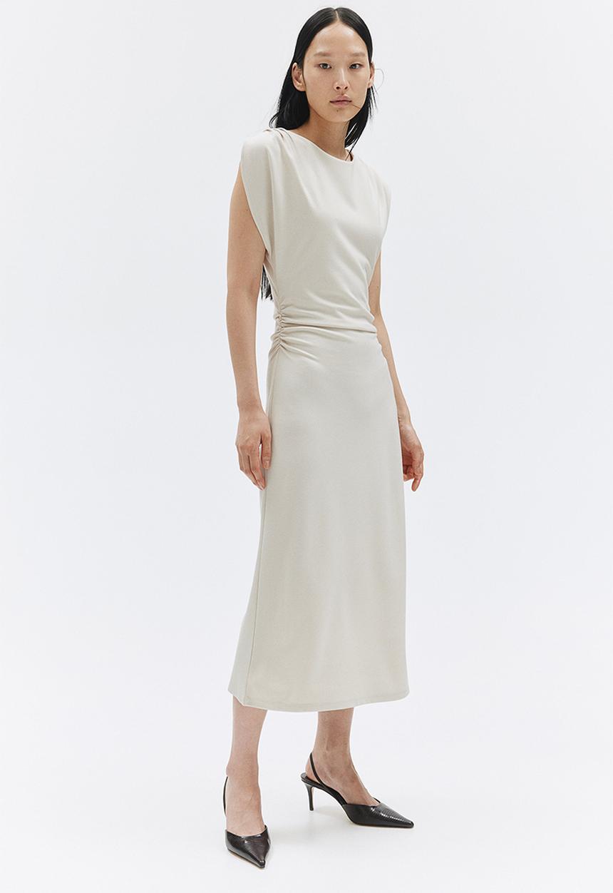 H&M - Boat-neck jersey dress - light beige