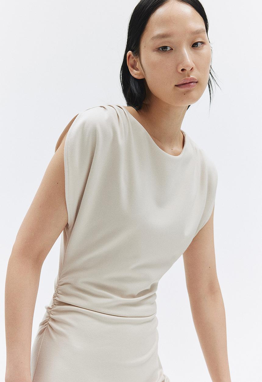 H&M - Boat-neck jersey dress - light beige