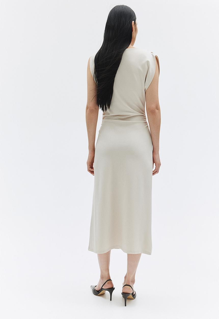 H&M - Boat-neck jersey dress - light beige