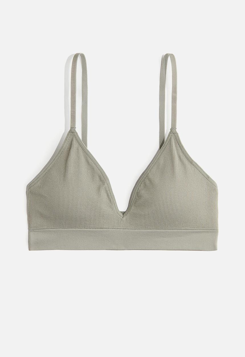 H&M - Seamless padded soft bra - light khaki green