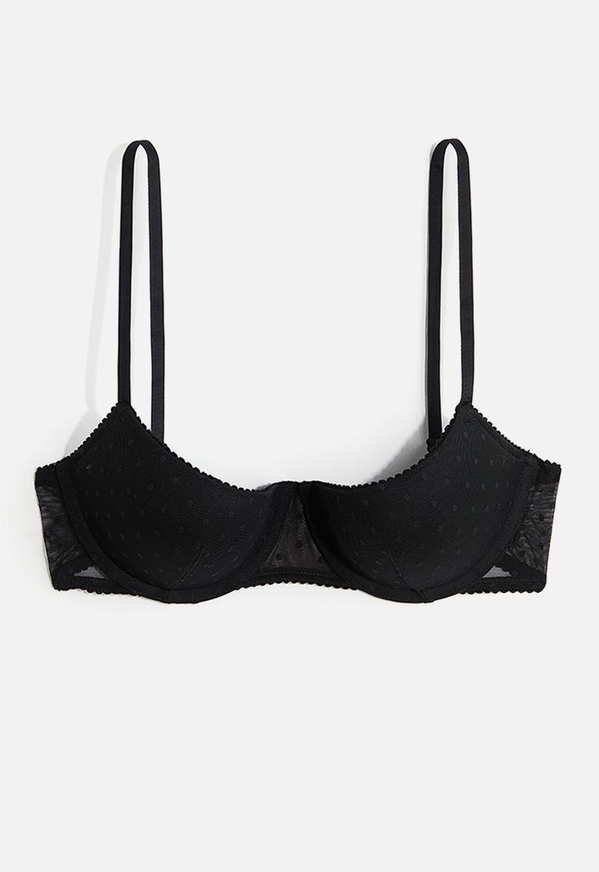 H&M - Mesh demi push-up bra - black