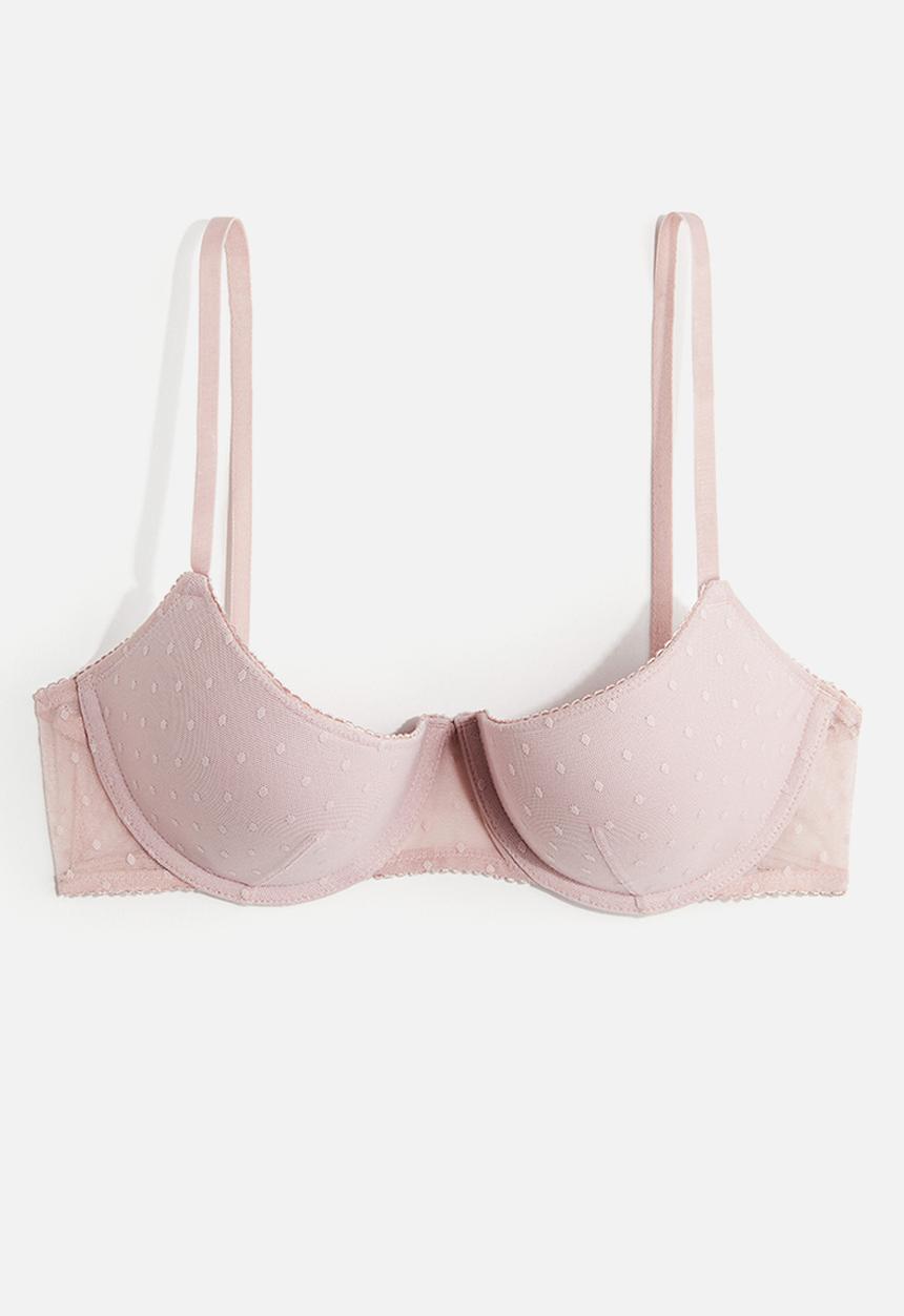 H&M - Mesh demi push-up bra - pink