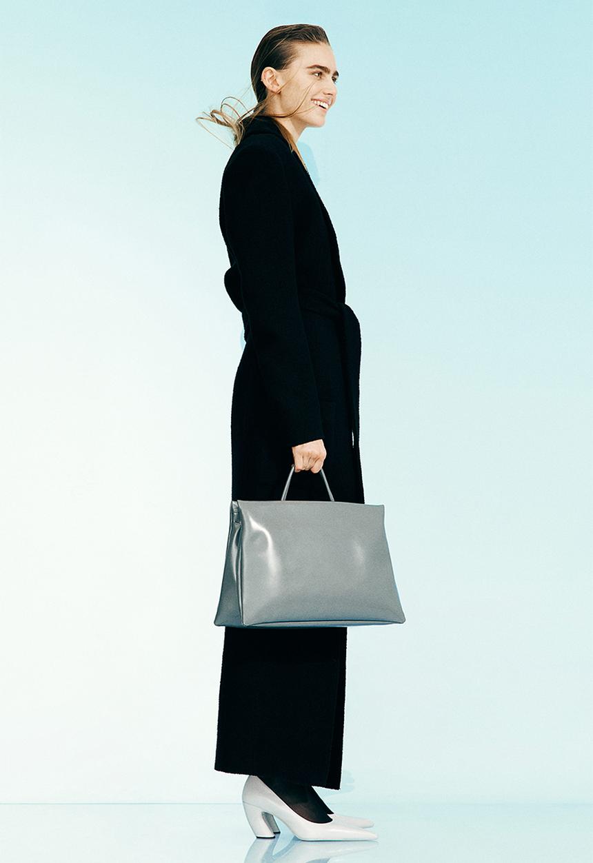 H&M - H&M Studio: Tie-belt bouclé-weave coat - black