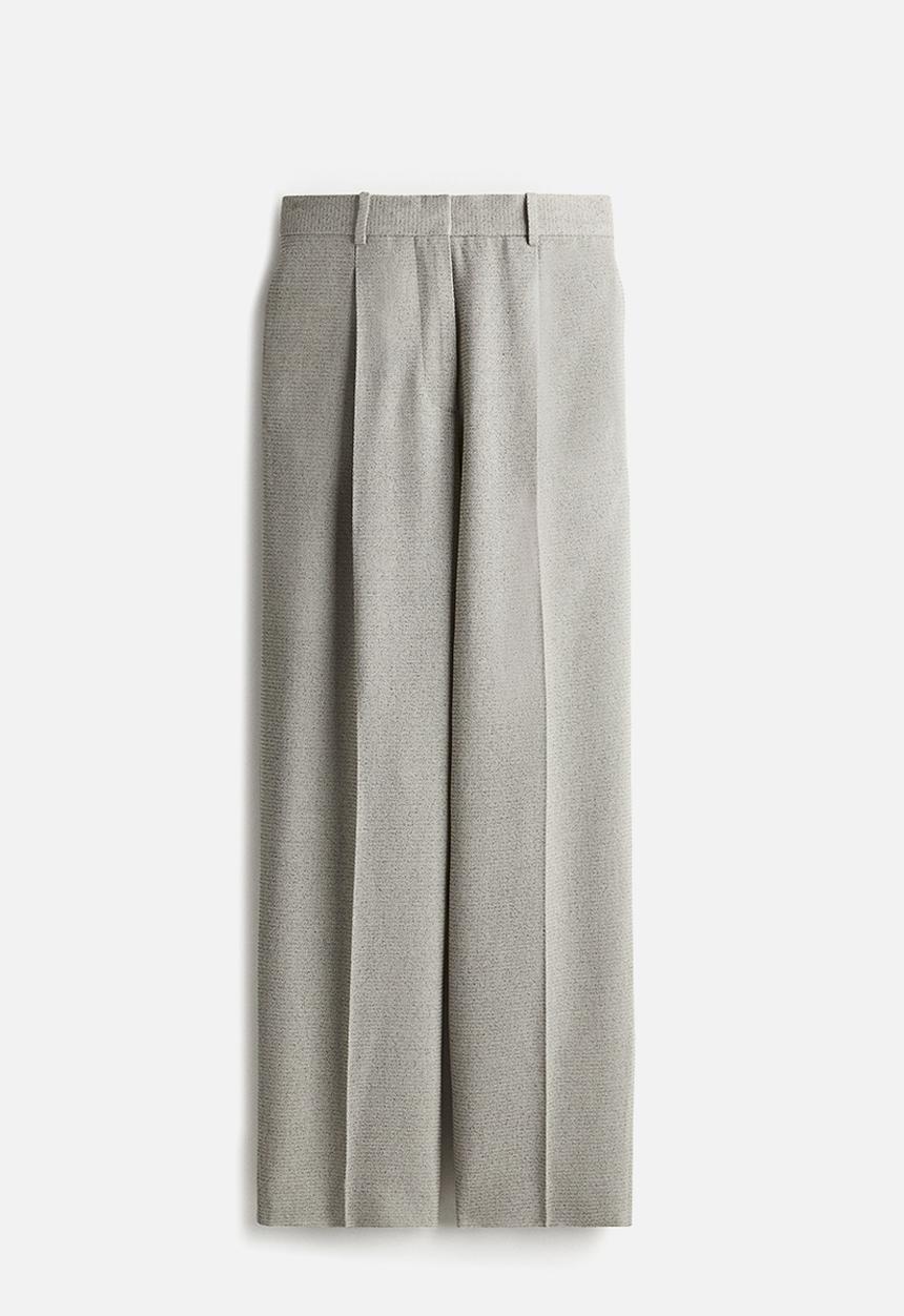 H&M - H&M Studio: Wool-blend tailored trousers - light greige marl