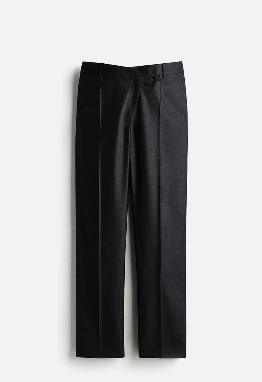 H&M - H&M Studio: Wool-blend wrapover-waist trousers - black